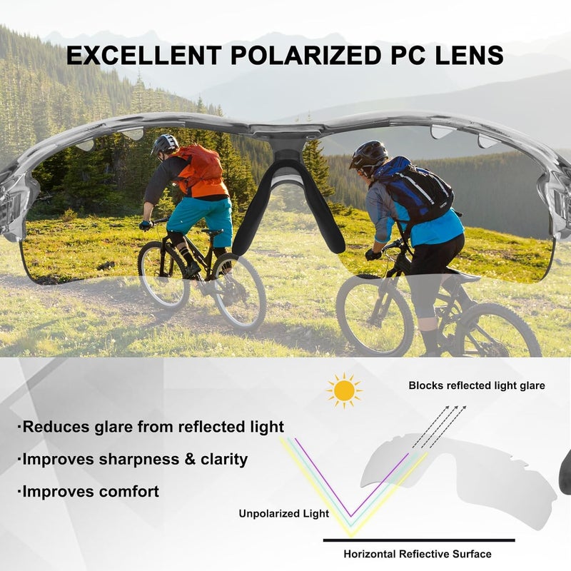 BangLong Polarized Sports Sunglasses Cycling Sun Glasses for Men Women with 5 Interchangeable Lenes for Running Baseball Golf - Image 3